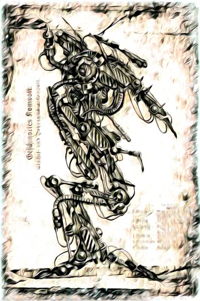 Κυβερνητικά Οράματα Εικονογράφηση Φουτουριστικής Μεταλλικής Επιστημονικής Φαντασίας Αρσενικό Ανθρωποειδές Cyborg — Φωτογραφία Αρχείου