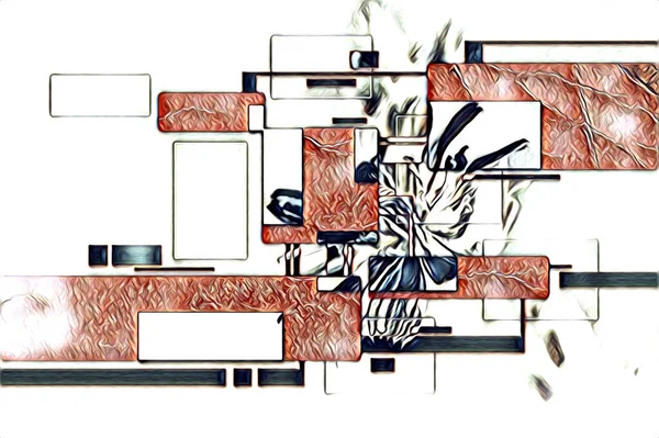 Абстрактный Цветовой Дизайн Иллюстрации Рисунок Живописи Эскиз Ретро Винтаж — стоковое фото