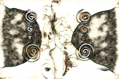 Afrikalı etnik retro vintage çizim çizimi