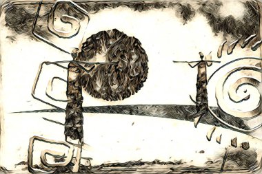 Afrikalı etnik retro vintage çizim çizimi