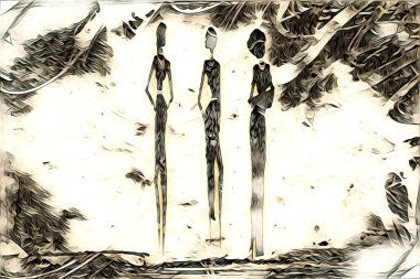 Afrikalı etnik retro vintage çizim çizimi