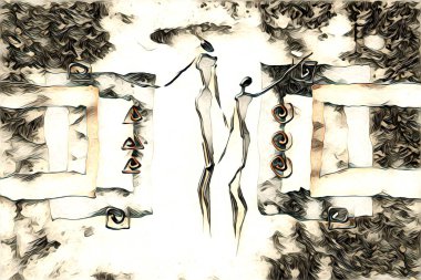 Afrikalı etnik retro vintage çizim çizimi