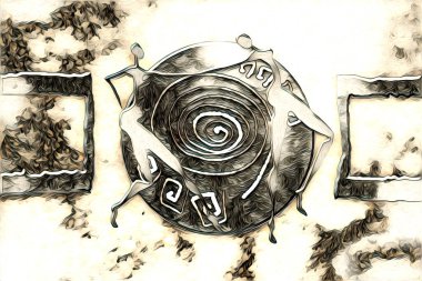 Afrikalı etnik retro vintage çizim çizimi