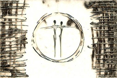 Afrikalı etnik retro vintage çizim çizimi