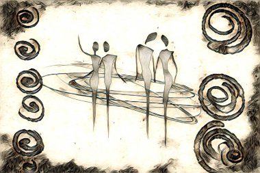 Afrikalı etnik retro vintage çizim çizimi