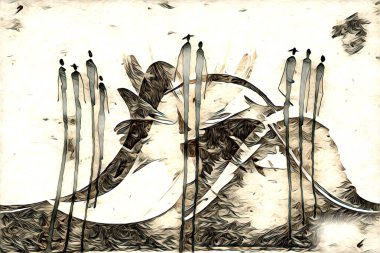 Afrikalı etnik retro vintage çizim çizimi