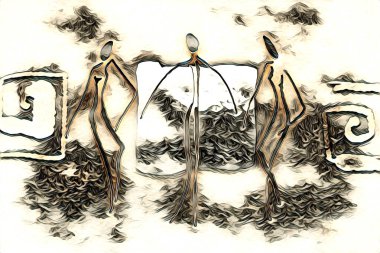 Afrikalı etnik retro vintage çizim çizimi