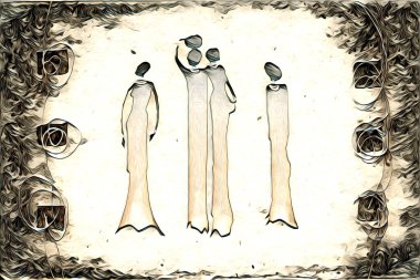 Afrikalı etnik retro vintage çizim çizimi