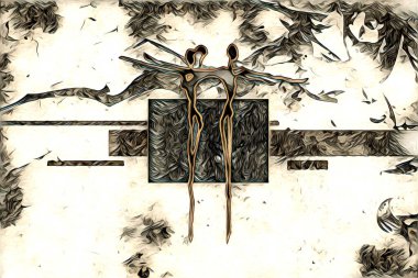 Afrikalı etnik retro vintage çizim çizimi