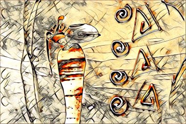 Afrikalı etnik retro vintage çizim çizimi