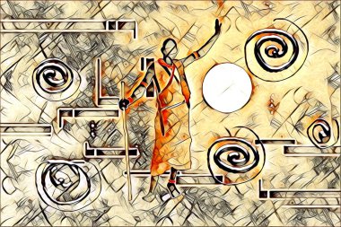 Afrikalı etnik retro vintage çizim çizimi