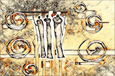 Afrikalı etnik retro vintage çizim çizimi