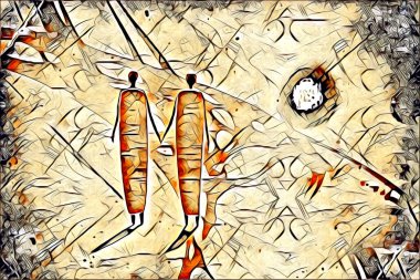 Afrikalı etnik retro vintage çizim çizimi