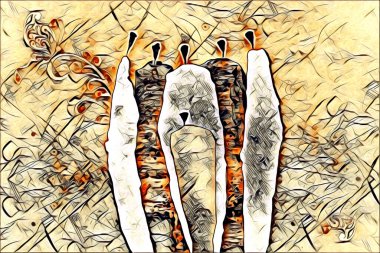 Afrikalı etnik retro vintage çizim çizimi