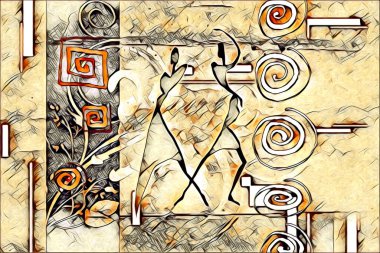 Afrikalı etnik retro vintage çizim çizimi