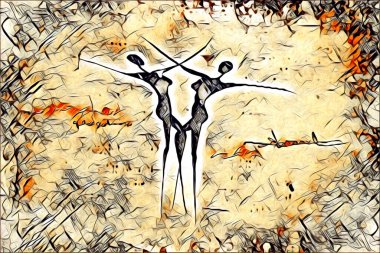 Afrikalı etnik retro vintage çizim çizimi