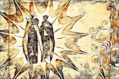 Afrikalı etnik retro vintage çizim çizimi