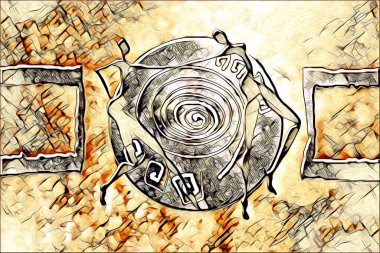 Afrikalı etnik retro vintage çizim çizimi