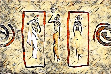 Afrikalı etnik retro vintage çizim çizimi