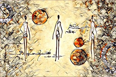 Afrikalı etnik retro vintage çizim çizimi