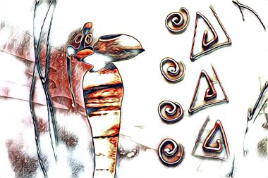 Afrikalı etnik retro vintage çizim çizimi