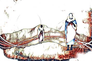 Afrikalı etnik retro vintage çizim çizimi