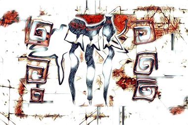 Afrikalı etnik retro vintage çizim çizimi