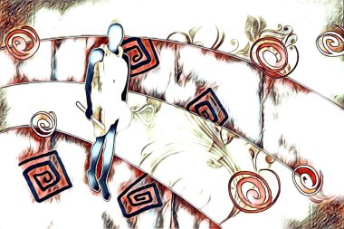 Afrikalı etnik retro vintage çizim çizimi