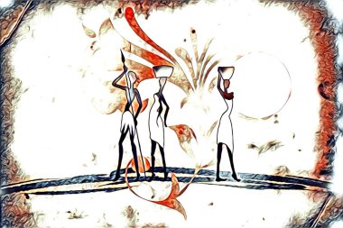 Afrikalı etnik retro vintage çizim çizimi