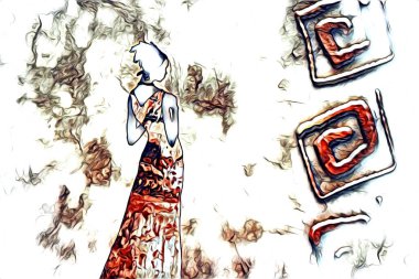 Afrikalı etnik retro vintage çizim çizimi