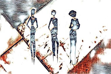 Afrikalı etnik retro vintage çizim çizimi