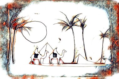 Afrikalı etnik retro vintage çizim çizimi