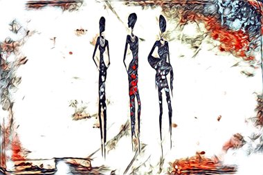 Afrikalı etnik retro vintage çizim çizimi