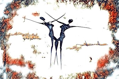 Afrikalı etnik retro vintage çizim çizimi