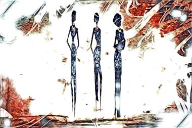 Afrikalı etnik retro vintage çizim çizimi