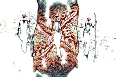 Afrikalı etnik retro vintage çizim çizimi