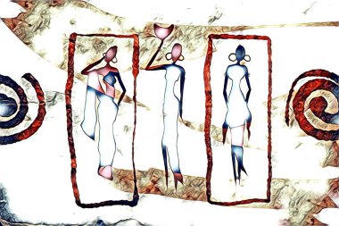 Afrikalı etnik retro vintage çizim çizimi