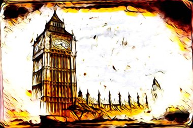 Londra sanat tasarımı çizimi çizimi eğlenceli tasarım antika retro