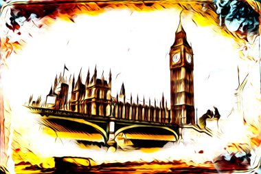 Londra sanat tasarımı çizimi çizimi eğlenceli tasarım antika retro