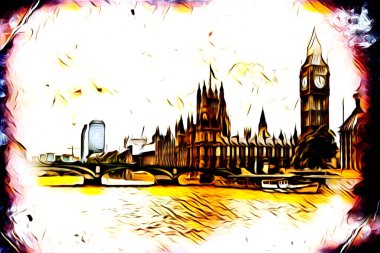 Londra sanat tasarımı çizimi çizimi eğlenceli tasarım antika retro