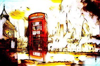 Londra sanat tasarımı çizimi çizimi eğlenceli tasarım antika retro