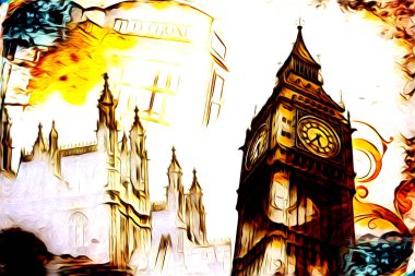 Londra sanat tasarımı çizimi çizimi eğlenceli tasarım antika retro