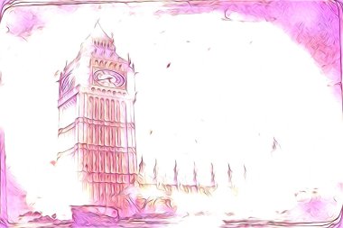 Londra sanat tasarımı çizimi çizimi eğlenceli tasarım antika retro