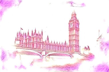 Londra sanat tasarımı çizimi çizimi eğlenceli tasarım antika retro