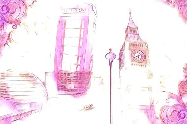 Londra sanat tasarımı çizimi çizimi eğlenceli tasarım antika retro