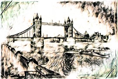 Londra sanat tasarımı çizimi çizimi eğlenceli tasarım antika retro