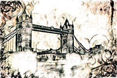 Londra sanat tasarımı çizimi çizimi eğlenceli tasarım antika retro