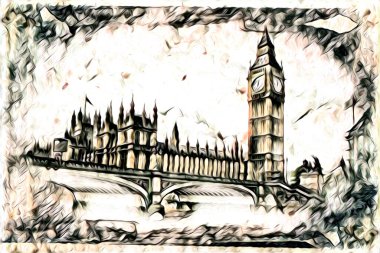 Londra sanat tasarımı çizimi çizimi eğlenceli tasarım antika retro