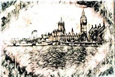 Londra sanat tasarımı çizimi çizimi eğlenceli tasarım antika retro