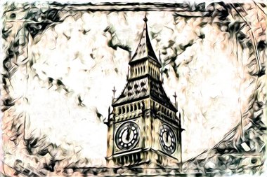 Londra sanat tasarımı çizimi çizimi eğlenceli tasarım antika retro